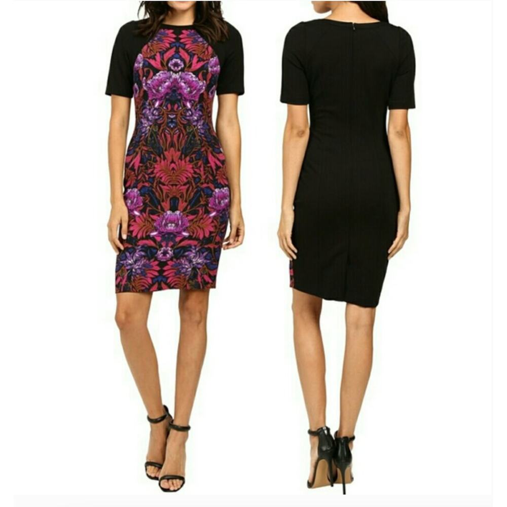 Adrianna Papell Print Colorblock Short Sheath Dress | Sz 2P 2 Petite  AP1D100057